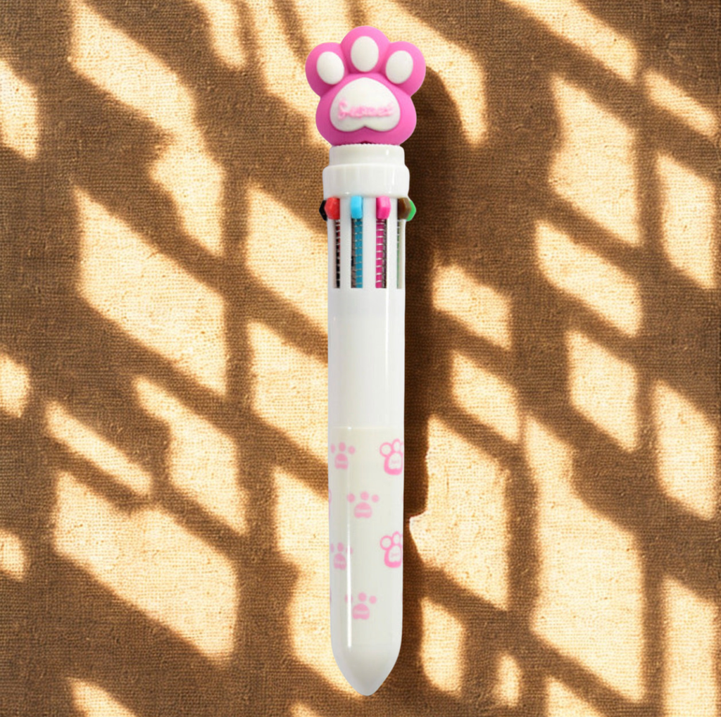 Stylo bille 10 couleurs kawaii motif licorne ou patte de chat