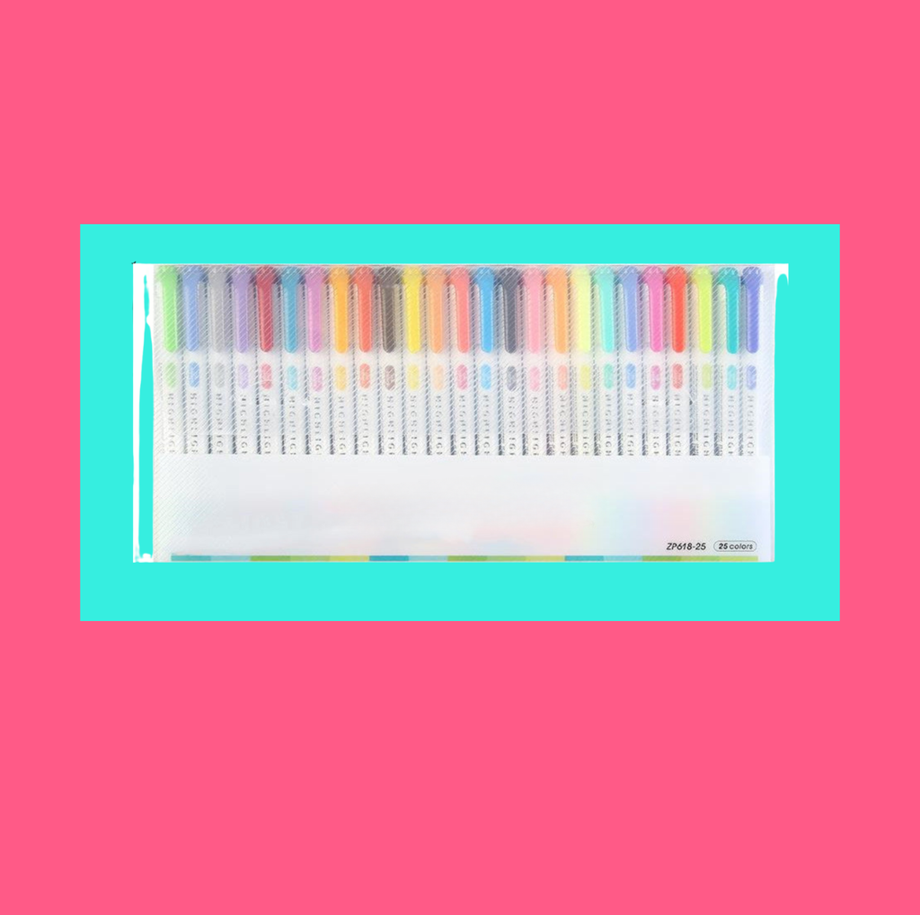 Surligneurs double pointe pastel coffret 25 couleurs
