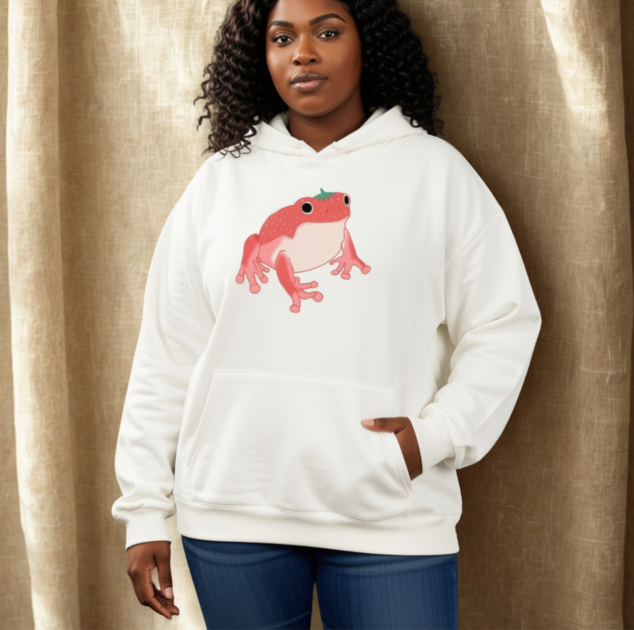 Sweatshirt Kawaii Grenouille à Capuche Manches Longues