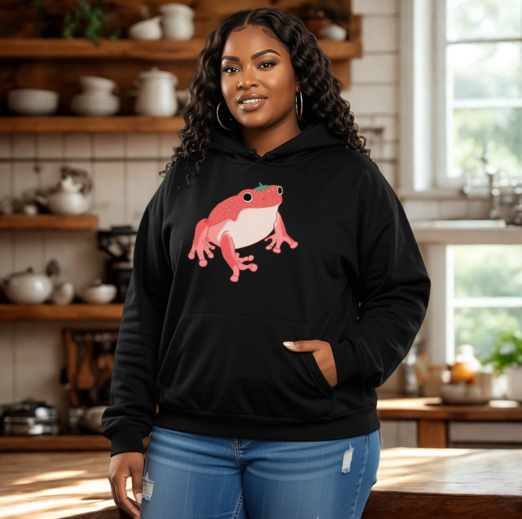 Sweatshirt Kawaii Grenouille à Capuche Manches Longues