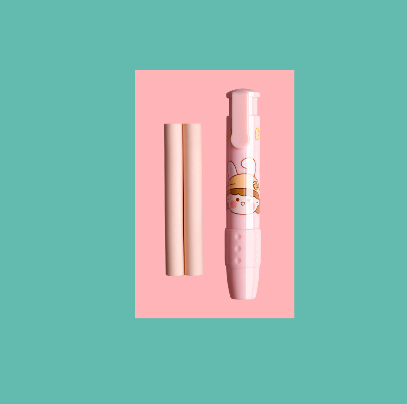 Stylos gomme kawaii à pression avec recharges