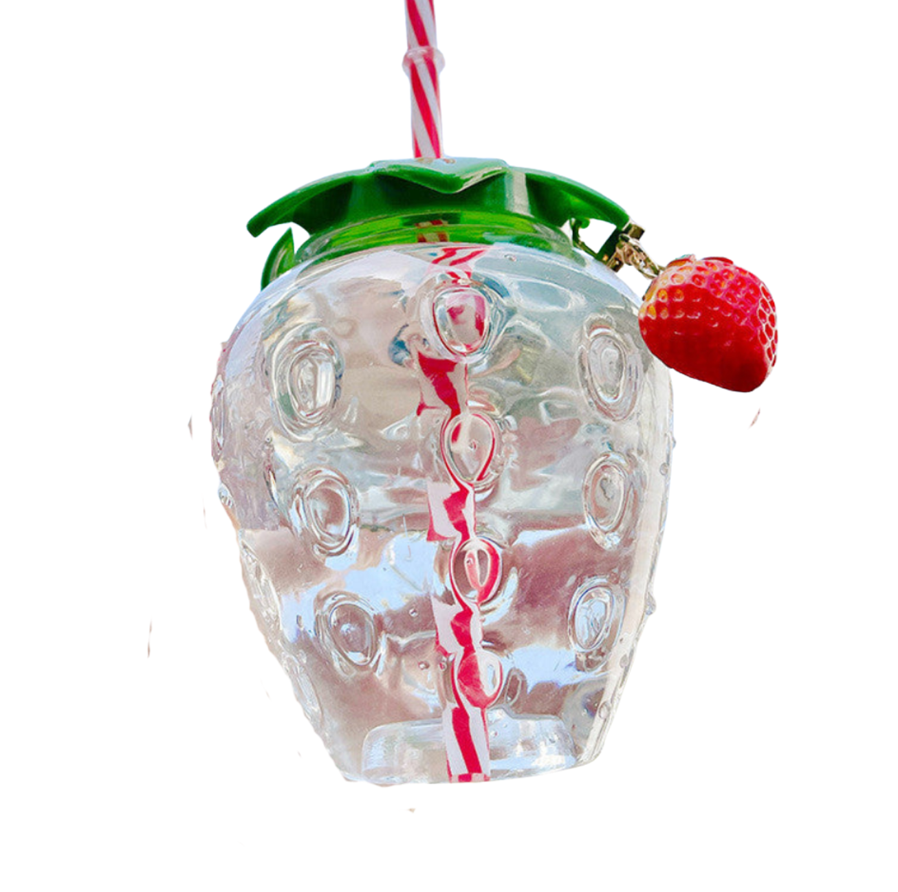 Gourde Fraise Kawaii 500ml avec Paille et Breloque