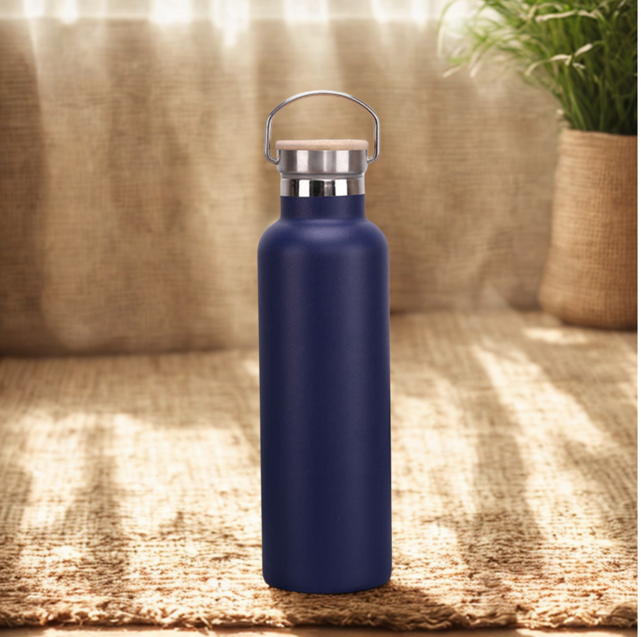Gourde inox double paroi couvercle bambou