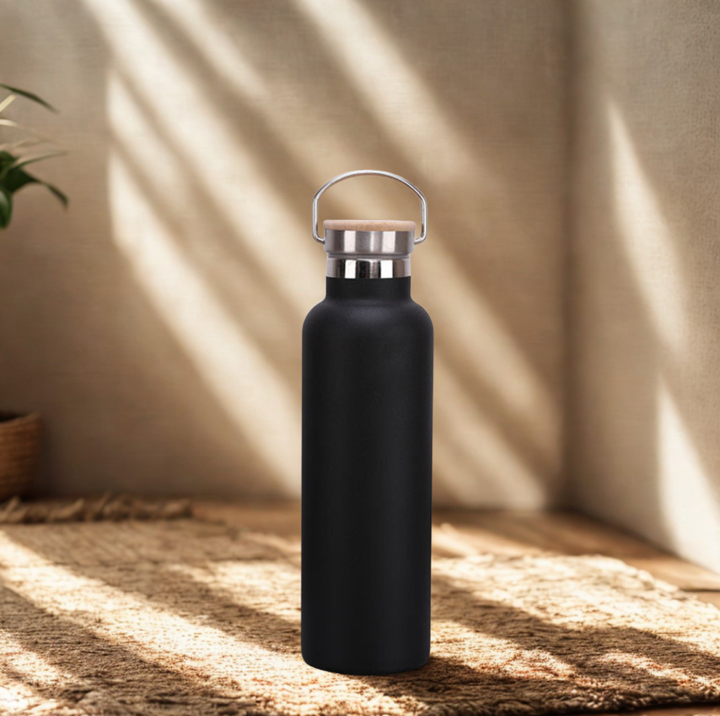 Gourde inox double paroi couvercle bambou