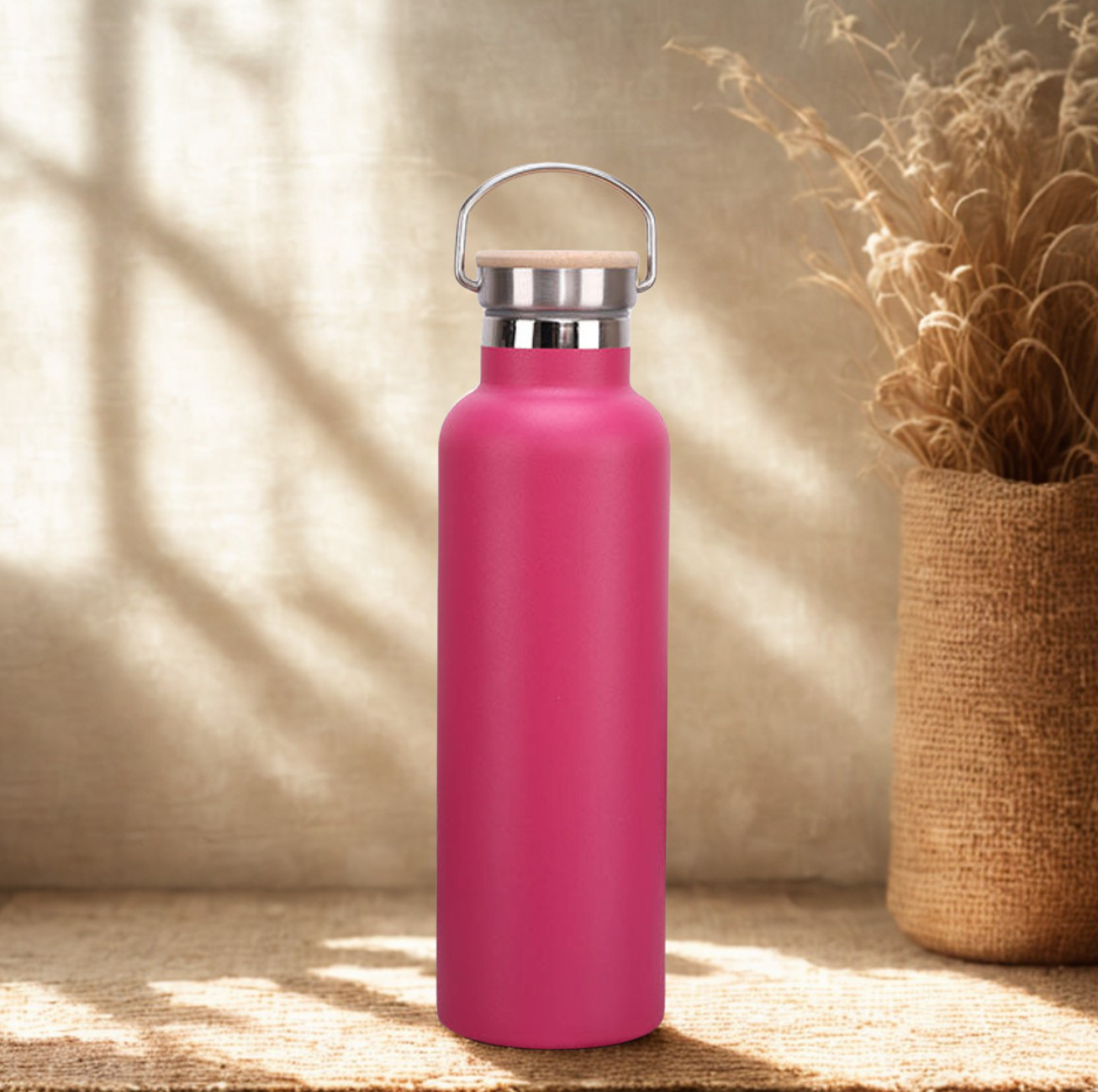 Gourde inox double paroi couvercle bambou