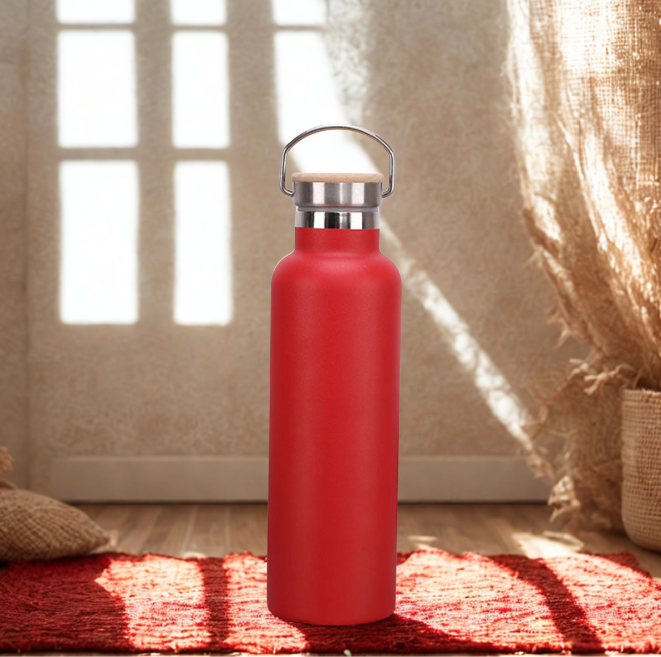 Gourde inox double paroi couvercle bambou