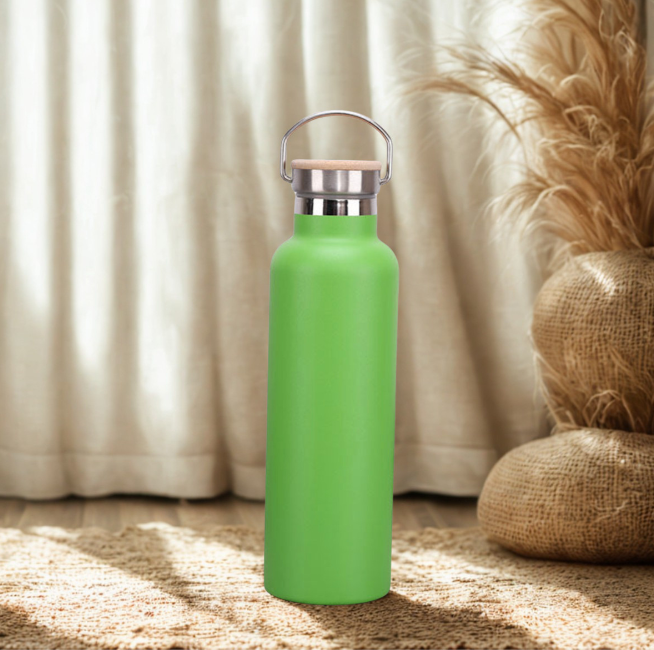 Gourde inox double paroi couvercle bambou