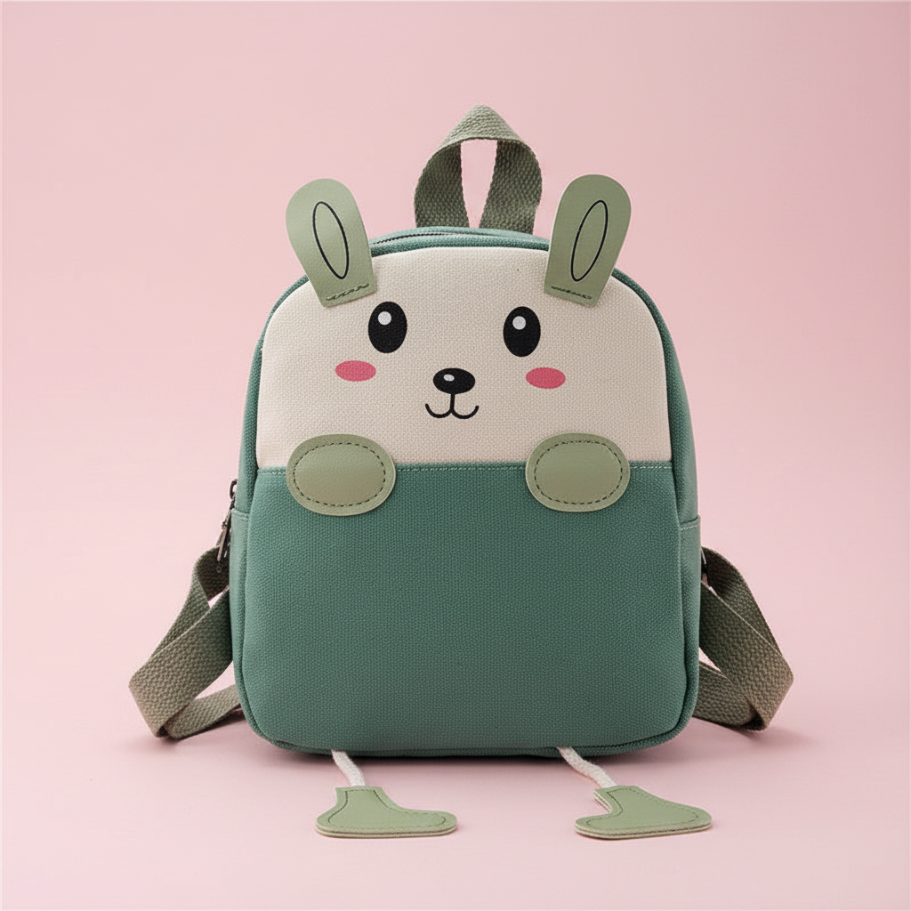 Lapin vert fond rose pâle