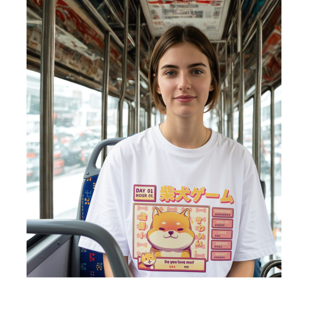 T-shirt kawaii oversize chat & Shiba Inu style japonais