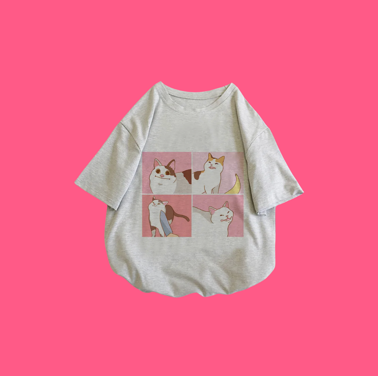 T-shirt kawaii oversize chat & Shiba Inu style japonais