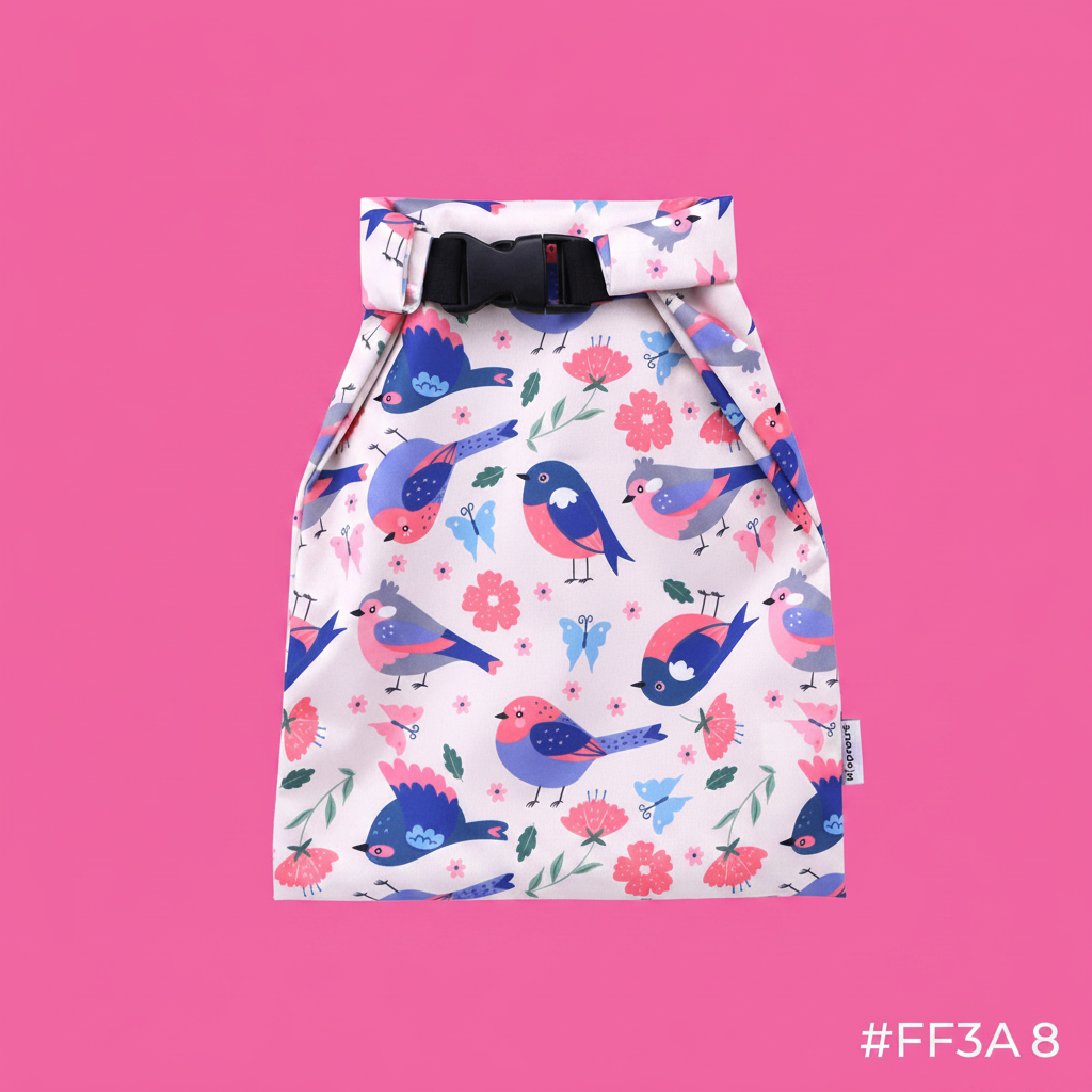 Sac oiseaux fond rose foncé
