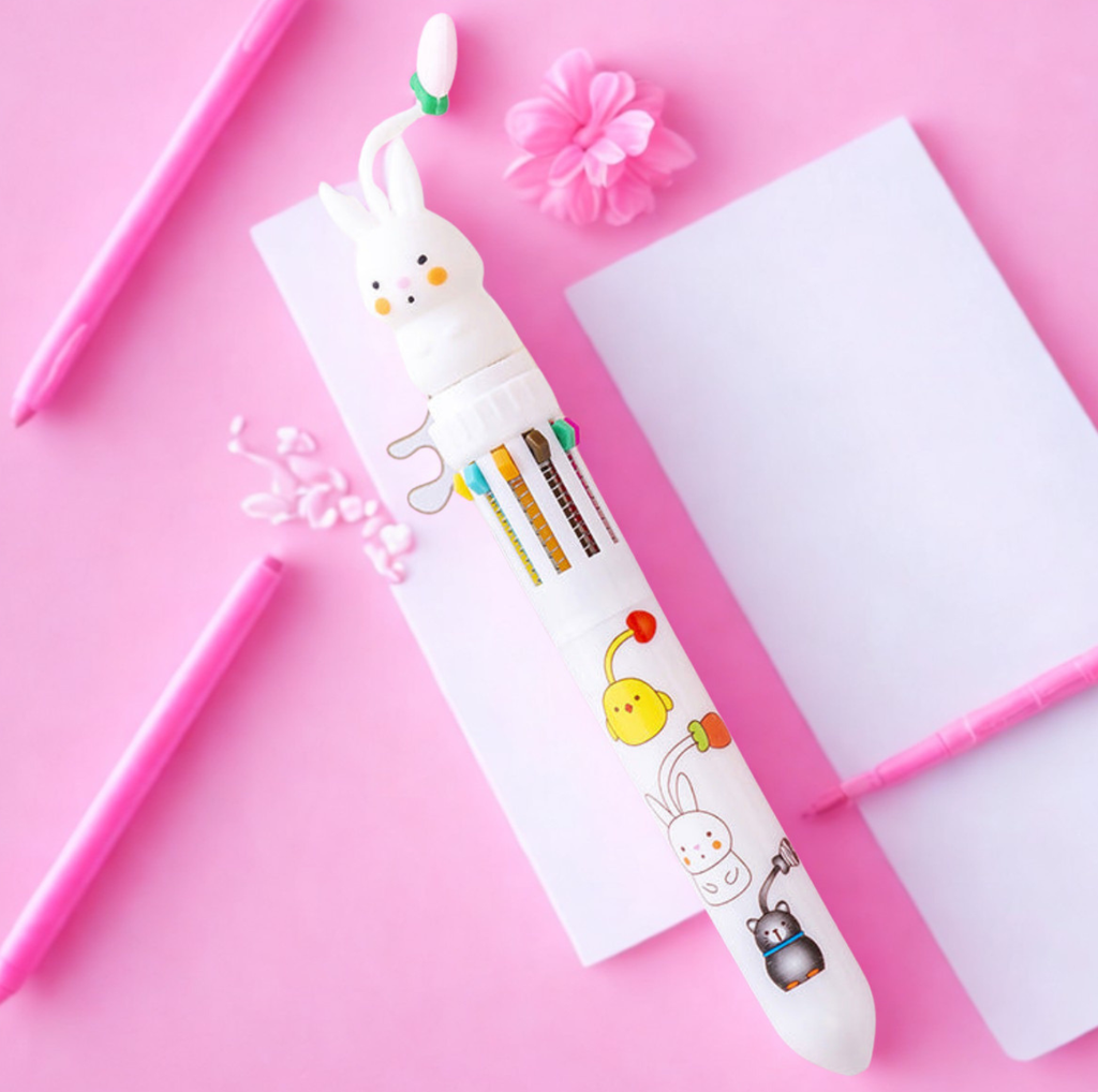 Stylo bille 10 couleurs avec pendentif kawaii