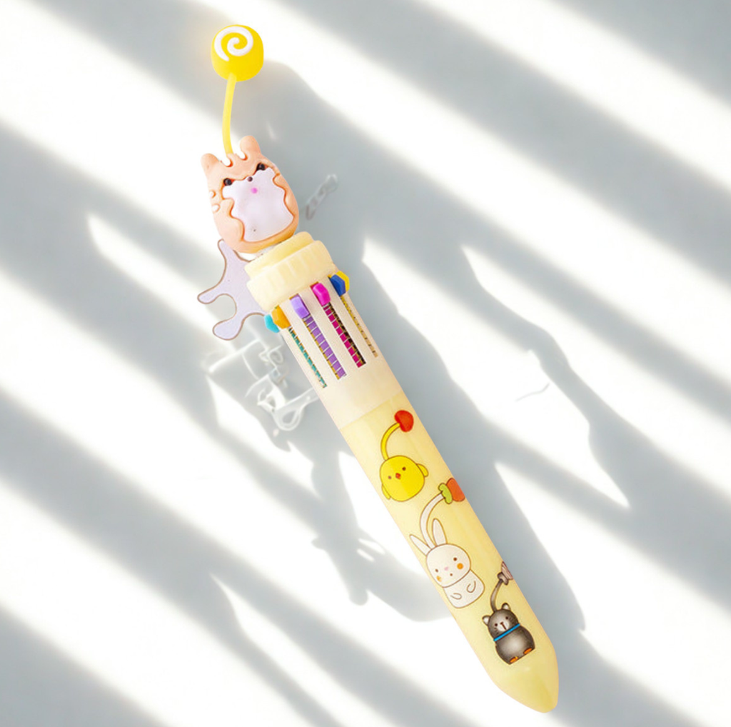 Stylo bille 10 couleurs avec pendentif kawaii