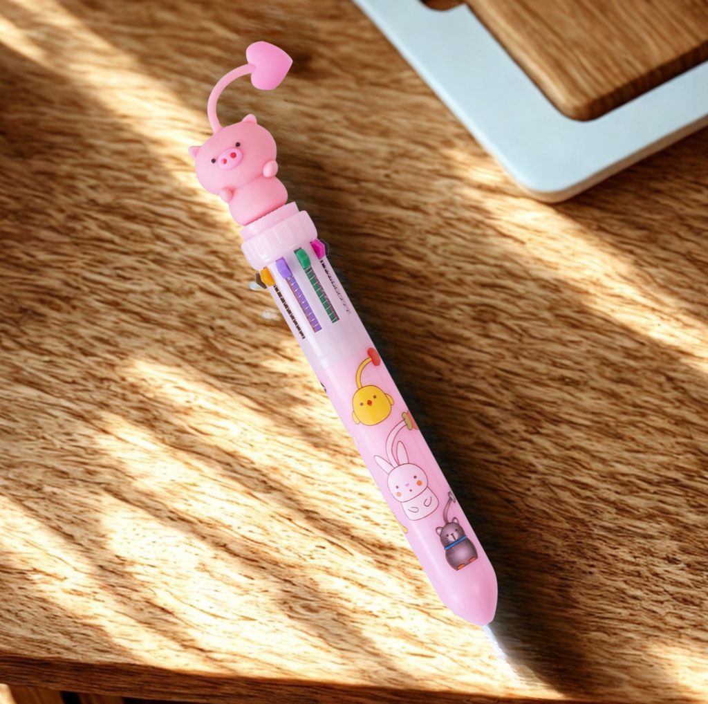 Stylo bille 10 couleurs avec pendentif kawaii