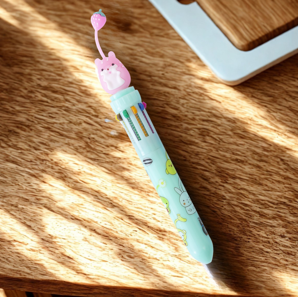 Stylo bille 10 couleurs avec pendentif kawaii