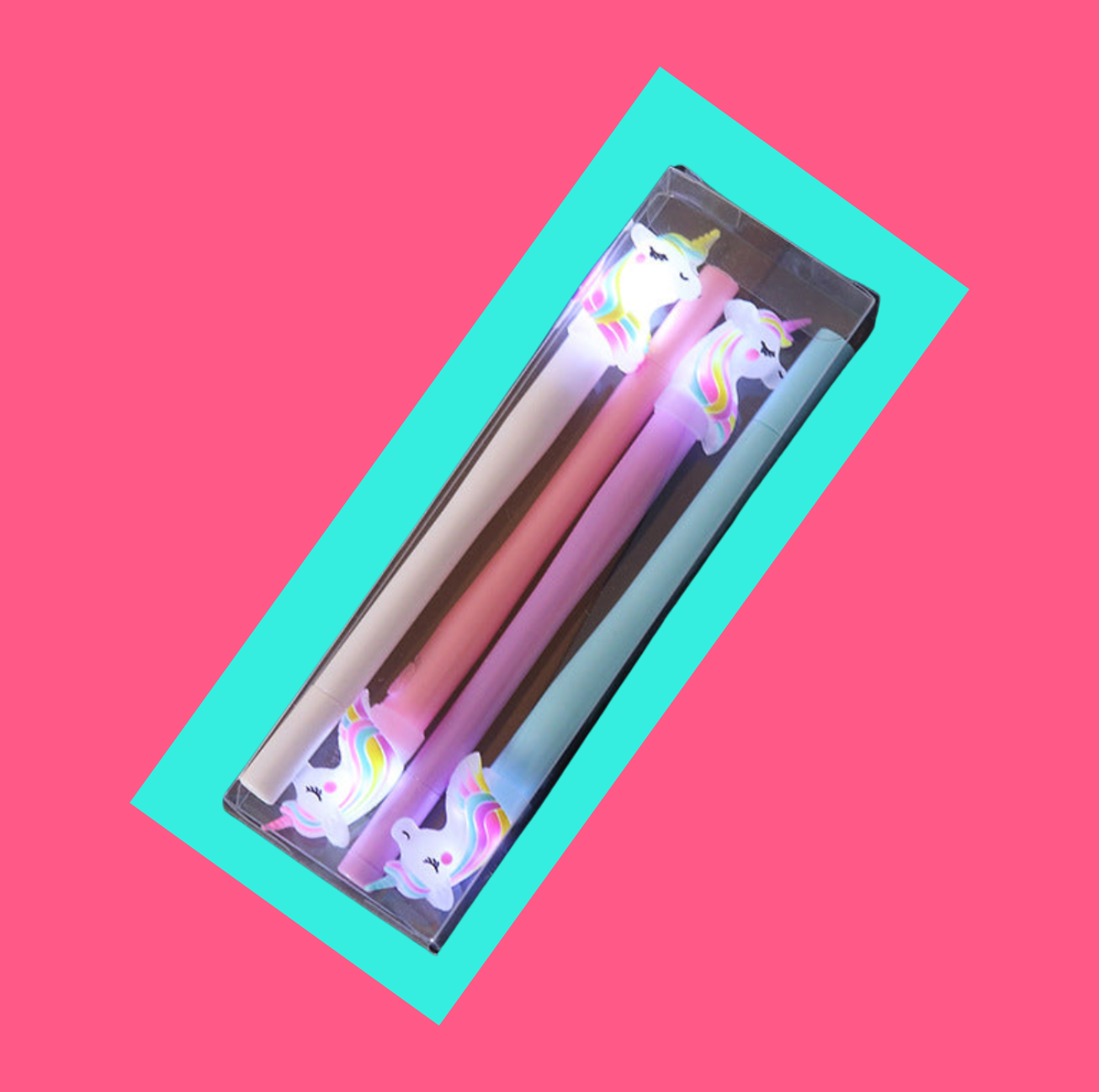 Coffret 4 stylos gel kawaii lumineux