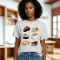 T-shirt Kawaii Chats en Sushis Manches Courtes